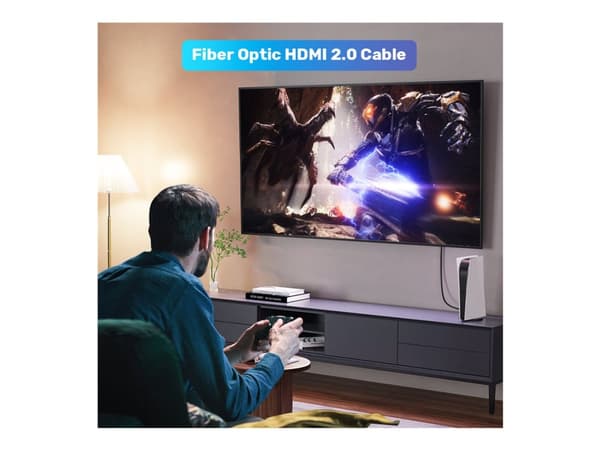 Unitek - HDMI-kabel - HDMI hann til HDMI hann - 25 m - fiberoptisk - svart - 4K 60Hz støtte