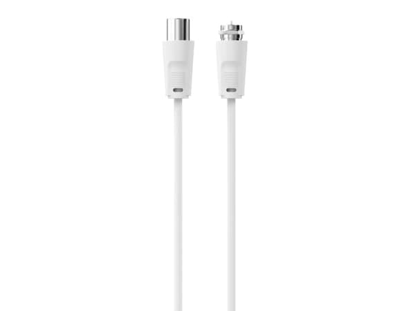 Sinox antennekabel m/Coax og F-stik. 5m. Hvid