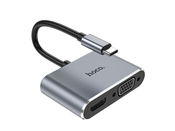 Adapter Hoco HB30 Type-C til HDMI+VGA+USB-A3.0+Type-C grå