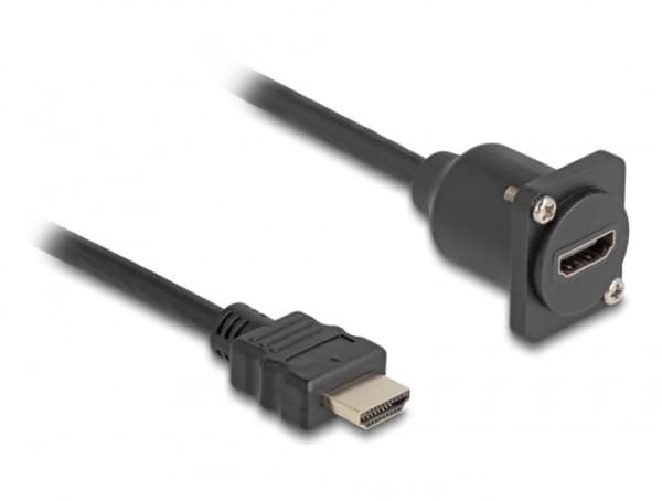 Delock - HDMI-forlengelseskabel - HDMI hann til HDMI hunn skrubar - 20 cm - svart - støtte for 4K 60 Hz (3840 x 2160)