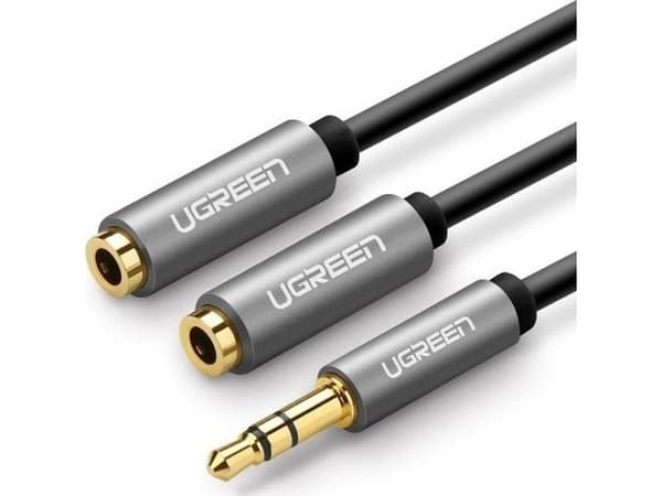 UGREEN AV123 AUX ljudsplitter 3,5 mm jackkabel, 20 cm (grå)