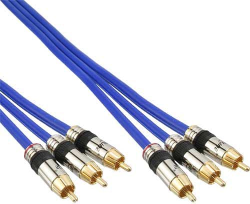 InLine 89610P, 10 m, 3 x RCA, Blå, Gull, Hankjønn/hankjønn