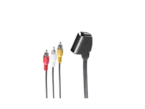shiverpeaks BS98034, 2 m, SCART (21-nastainen), 3 x RCA, urosliitin, urosliitin, nikkeliä