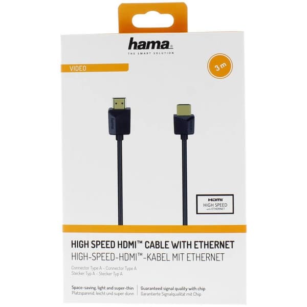 Hama Kabel HDMI Ethernet Flexislim Svart 3m