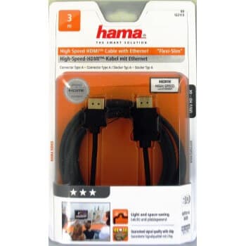 Hama Kabel HDMI Ethernet Flexislim Svart 3m