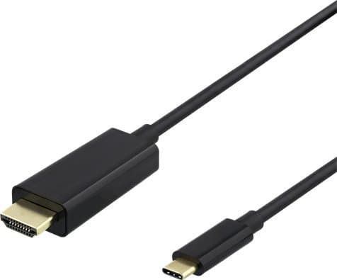 DELTACO - Adapterkabel - 24 pin USB-C hann til HDMI hann - 1 m - svart - 4 K 60 Hz (4096 x 2160) støtte