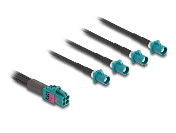 Delock - Antennekabel - mini FAKRA Z connector quad (hann) til FAKRA Z-kobling (hann) - 1 m - RAL 5021, vannblå