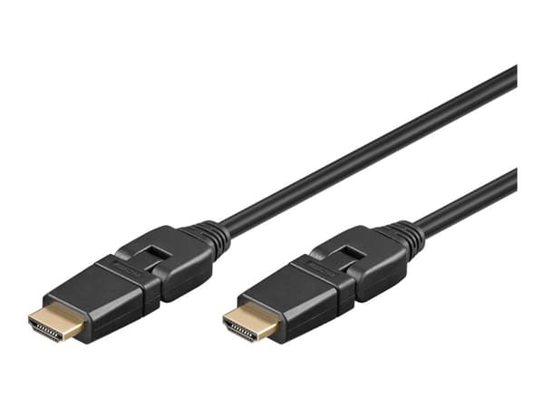 goobay - High Speed - HDMI-kabel med Ethernet - HDMI hann dreining til HDMI hann dreining - 5 m - dobbeltisolert - svart