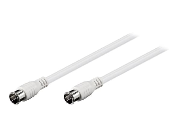goobay - Antennekabel - F-Quick-kontakt hann til F-Quick-kontakt hann - 1.5 m - dobbeltskjermet koaksial - 80 dB - hvit