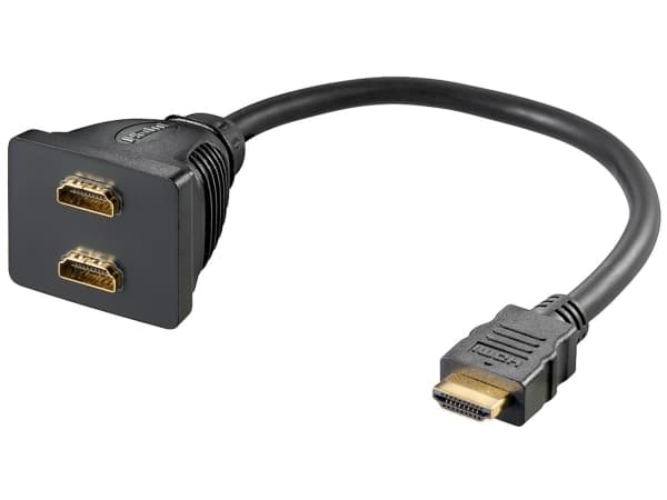 Goobay 68784, 0,1 m, HDMI Type A (Standard), 2 x HDMI Type A (Standard), Svart