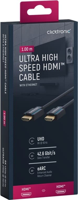 ClickTronic Ultrahøj hastighed HDMI™-kabel Premium-kabel | 1x HDMI™-stik  1x HDMI™-stik | 1,0 m | UHD 8K @ 60 Hz
