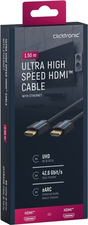 ClickTronic Ultrahøj hastighed HDMI™-kabel Premium-kabel | 1x HDMI™-stik  1x HDMI™-stik | 1,5 m | UHD 8K @ 60 Hz