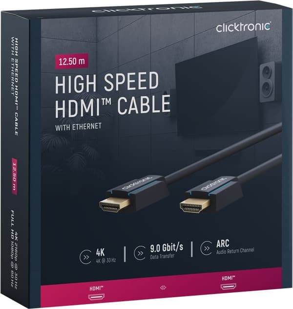 ClickTronic Højhastigheds HDMI™-kabel Premium-kabel | 1x HDMI™-stik  1x HDMI™-stik | 12,5 m | UHD 4K @ 30 Hz