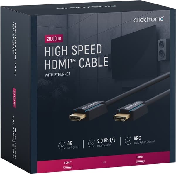 ClickTronic Højhastigheds HDMI™-kabel Premium-kabel | 1x HDMI™-stik  1x HDMI™-stik | 20,0 m | UHD 4K @ 30 Hz
