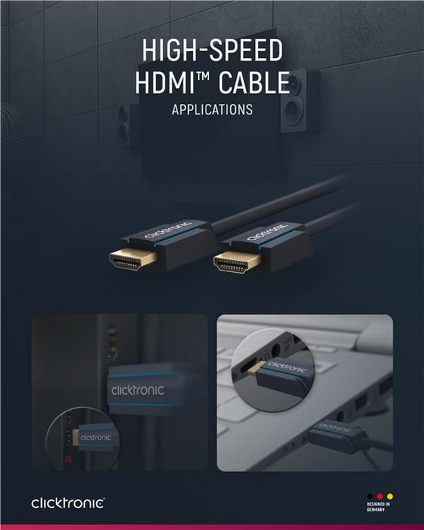 ClickTronic Højhastigheds HDMI™-kabel Premium-kabel | 1x HDMI™-stik  1x HDMI™-stik | 20,0 m | UHD 4K @ 30 Hz