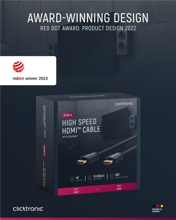 ClickTronic Højhastigheds HDMI™-kabel Premium-kabel | 1x HDMI™-stik  1x HDMI™-stik | 20,0 m | UHD 4K @ 30 Hz