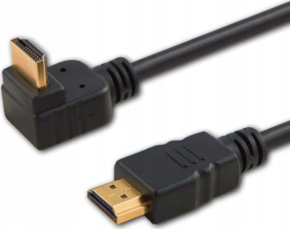 SAVIO CL-04 - HDMI-kabel med Ethernet - HDMI hann til HDMI hann - 1.5 m - skjermet - svart - vinkelkontakt