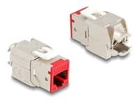 Delock - Modulär insättning - verktygsfri - CAT 6a - STP - 39.5 mm - RJ-45 - röd