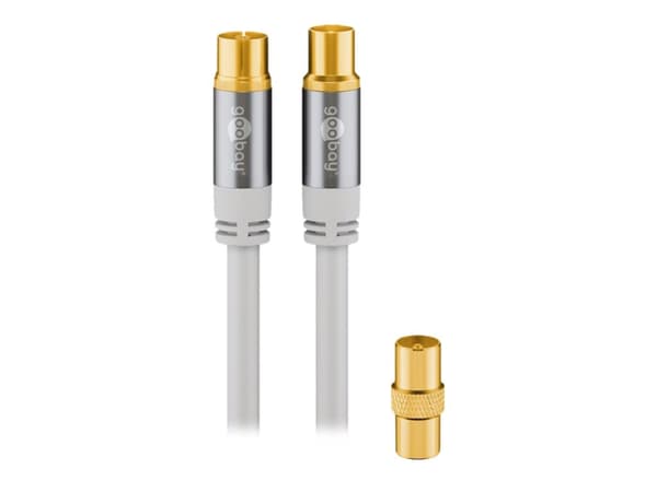 goobay - Antennekabel - IEC-kobling hunn til IEC-kobling hann - 2 m - firenivåsskjerming - 135 dB - hvit - solid