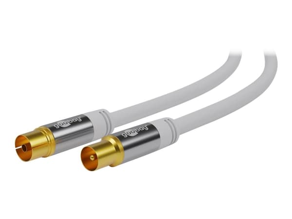 goobay - Antennekabel - IEC-kobling hunn til IEC-kobling hann - 2 m - firenivåsskjerming - 135 dB - hvit - solid