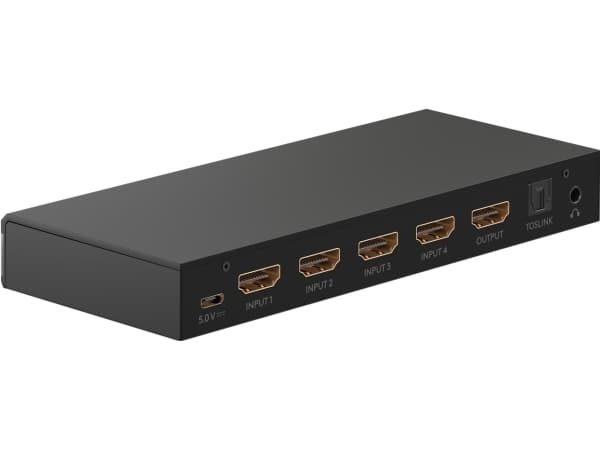 Goobay HDMI™ bryterboks 4 til 1 med lydutgang (58490)