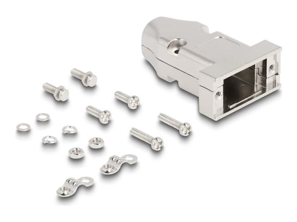 Delock - D-Sub 9-stifts kontakt hus - hane / hona, med dragavlastning
