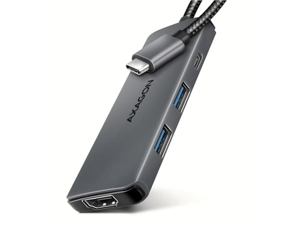 Axagon HMC-5H8K USB 5Gbps hub 2x USB-A USB-C HDMI 8k/30Hz PD 100W kabel USB-C Wired USB 3.2 Gen 1 (3.1 Gen 1) Type-C Grey