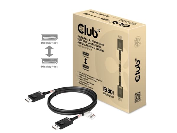 CLUB3D CAC-1091, 1,2 m, DisplayPort, DisplayPort, Uros, Uros, 10328 x 7760 pikseliä