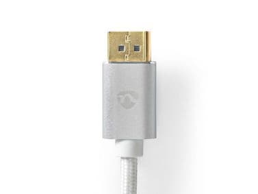 Nedis CCTB37014AL20, 2 m, DisplayPort, DisplayPort, Hankoppling, Hankoppling, Silver