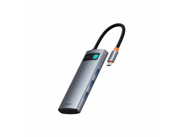 Hub 7in1 Baseus Gleam, USB-C to 1x HDMI4K 60Hz + 3x USB3.0 + 1x PD + 1x SD/TF (gray)