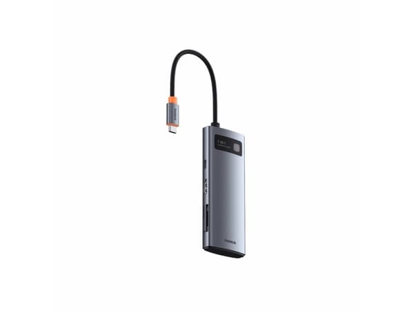 Hub 7in1 Baseus Gleam, USB-C to 1x HDMI4K 60Hz + 3x USB3.0 + 1x PD + 1x SD/TF (gray)