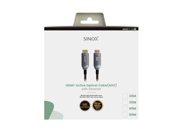 Sinox PRO X HDMI™ Optisk kabel 8K60Hz+E. 40m. Sort