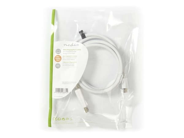 Nedis CCGP37400WT20, 2 m, Mini DisplayPort, DisplayPort, 1920 x 1080 piksler, Hvit, Nickel