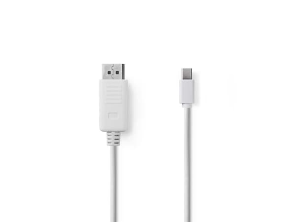Nedis CCGP37400WT20, 2 m, Mini DisplayPort, DisplayPort, 1920 x 1080 piksler, Hvit, Nickel