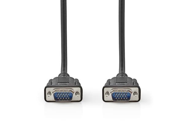 Nedis - VGA-kabel - HD-15 (VGA) (hann) til HD-15 (VGA) (hann) - 3 m - rund, tommelskruer - svart