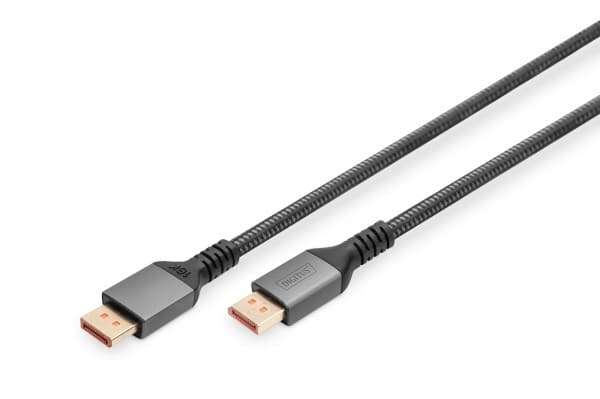 DIGITUS premium - DisplayPort-kabel - DisplayPort (hann) til DisplayPort (hann) - DisplayPort 2.1 - 1 m - 16K 60Hz støtte, 8 K 120 Hz (7680 x 4320) s