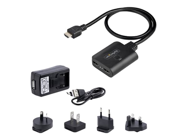 StarTech.com 2-Port HDMI Splitter, 4K 60Hz HDMI 2.0 Video, 4K HDMI Splitter 1 In 2 Out, 1x2 HDMI Display/Output Splitter, HDR/HDCP - 20in (50cm) Buil