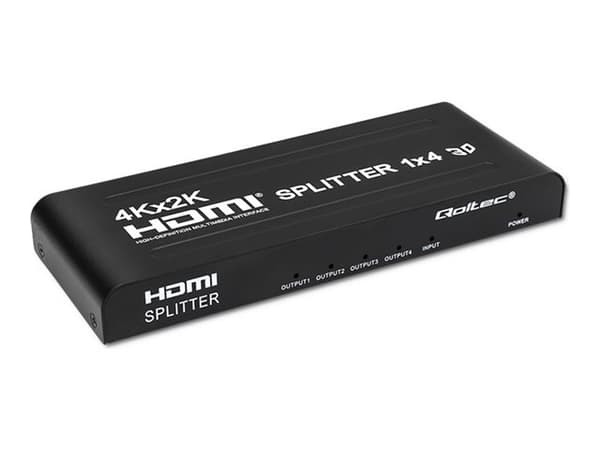 Qoltec - Video/audiosplitter - aktiv, hög stabilitet - 4 x HDMI - skrivbordsmodell - DC