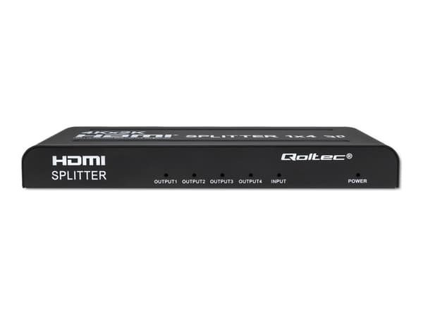 Qoltec - Video/audiosplitter - aktiv, hög stabilitet - 4 x HDMI - skrivbordsmodell - DC