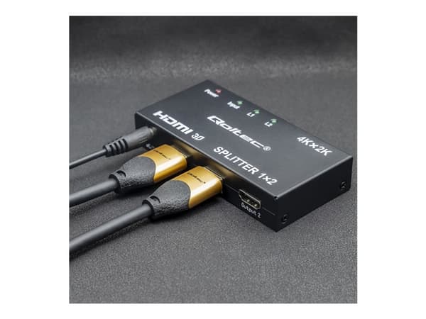 Qoltec - Video/audiosplitter - aktiv, hög stabilitet - 2 x HDMI - skrivbordsmodell - DC