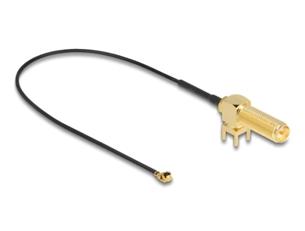Delock - Antennekabel - RP-SMA (hunn) til I-PEX (hann) - 25 cm - 1.13 mm - koaksial - svart