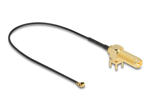 Delock - Antennekabel - RP-SMA (hunn) til I-PEX (hann) - 25 cm - 1.13 mm - koaksial - svart
