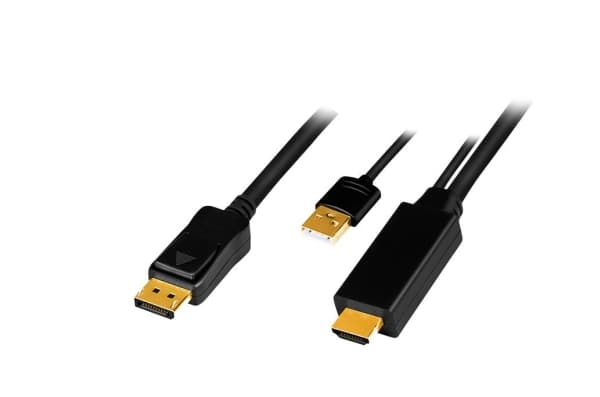 LogiLink HDMI-kaapeli, HDMI-A + USB-A - DisplayPort pistoke liitin 1: HDMI-A pistoke + USB-A pistoke, liitin 2: - 1 kpl (CH0090)