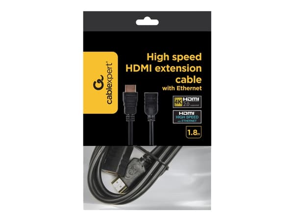 Gembird CC-HDMI4X-6 - HDMI-forlengelseskabel med Ethernet - HDMI hunn til HDMI hann - 1.8 m - skjermet - svart