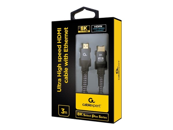 Cablexpert Select Plus Series - Ultra High Speed - HDMI-kabel med Ethernet - HDMI hann til HDMI hann - 3 m - skjermet - 8 K 60 Hz (7680 x 4320) støtt