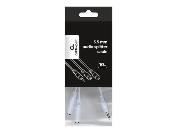Gembird CCA-415W - Lydsplitter - mini-phone stereo 3.5 mm hunn til mini-phone stereo 3.5 mm hann - 10 cm - hvit