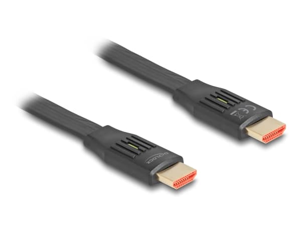 Delock - High Speed - HDMI-kabel med Ethernet - HDMI hann til HDMI hann - 1 m - svart - 8 K 60 Hz (7680 x 4320) støtte, flat ribbon, up to 48 Gbps da