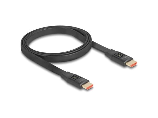 Delock - High Speed - HDMI-kabel med Ethernet - HDMI hann til HDMI hann - 1 m - svart - 8 K 60 Hz (7680 x 4320) støtte, flat ribbon, up to 48 Gbps da