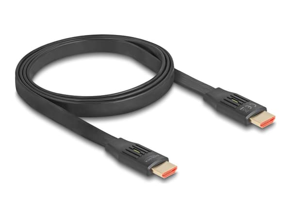 Delock - High Speed - HDMI-kabel med Ethernet - HDMI hann til HDMI hann - 1 m - svart - 8 K 60 Hz (7680 x 4320) støtte, flat ribbon, up to 48 Gbps da