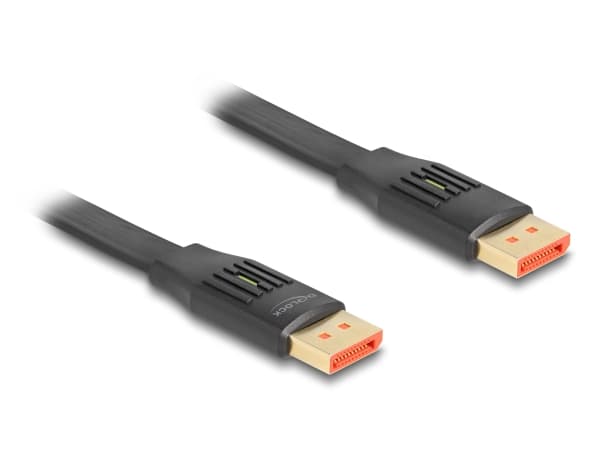 Delock - DisplayPort-kabel - DisplayPort (hann) til DisplayPort (hann) - DisplayPort 1.4 - 2 m - flat ribbon, opptil 32,4 Gbps-datahastighet, støtte